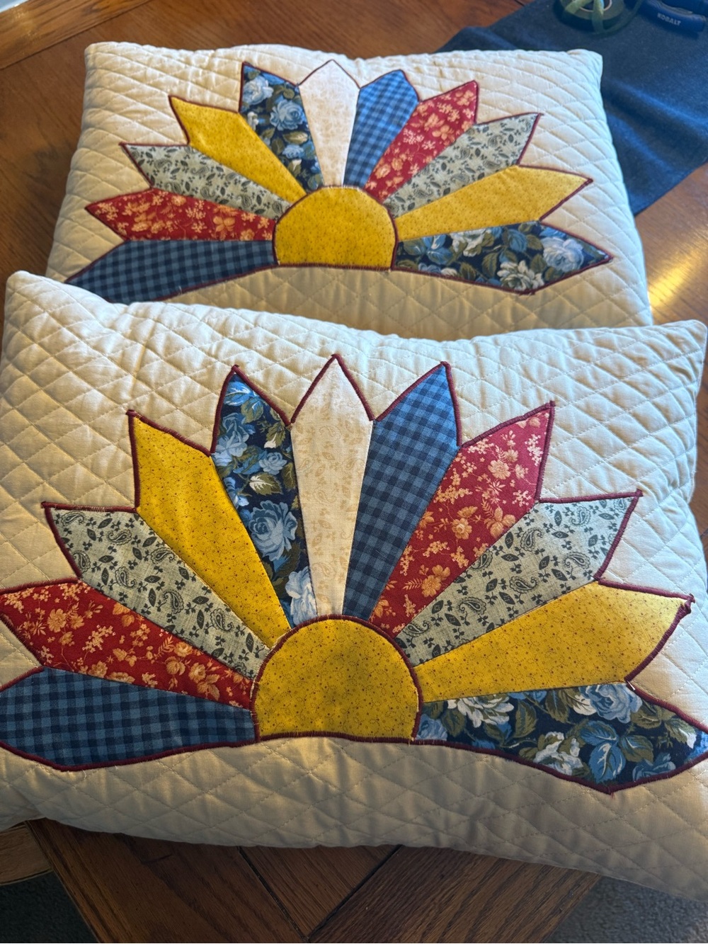 Set of 2- Handmade Quilted Cottage Core Throw pillows with inserts
